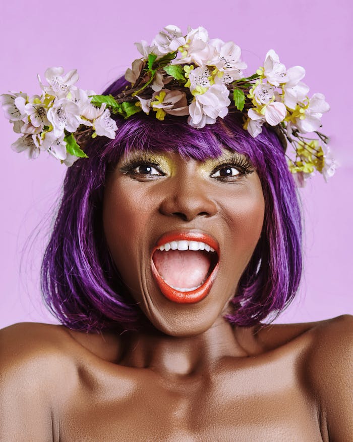 Beautiful woman with flower in hair